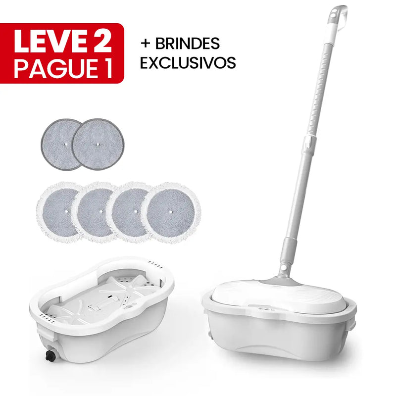 |LEVE 2 PAGUE 1| Mop Elétrico CleanFlex + BRINDES: Módulos de Limpeza e Tanque Suporte