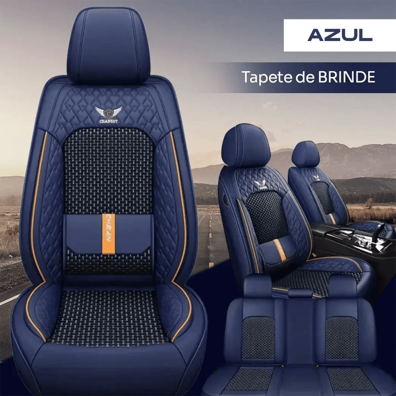 Kit Capa Banco de Carro Completo em Couro Legítimo Italian + BRINDE: Kit Tapete Completo!