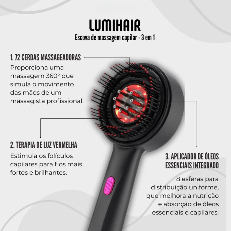 LumiHair - Escova 3 em 1 para fortalecimento dos fios