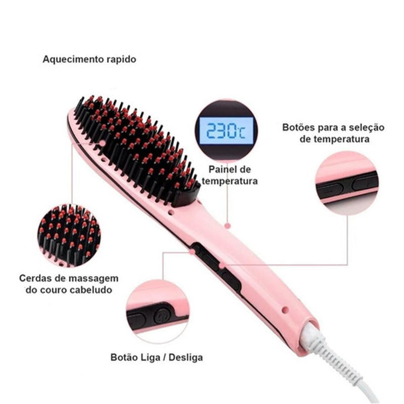 Escova Alisadora e Modeladora Elétrica Profissional 5 em 1 Bivolt 230°C