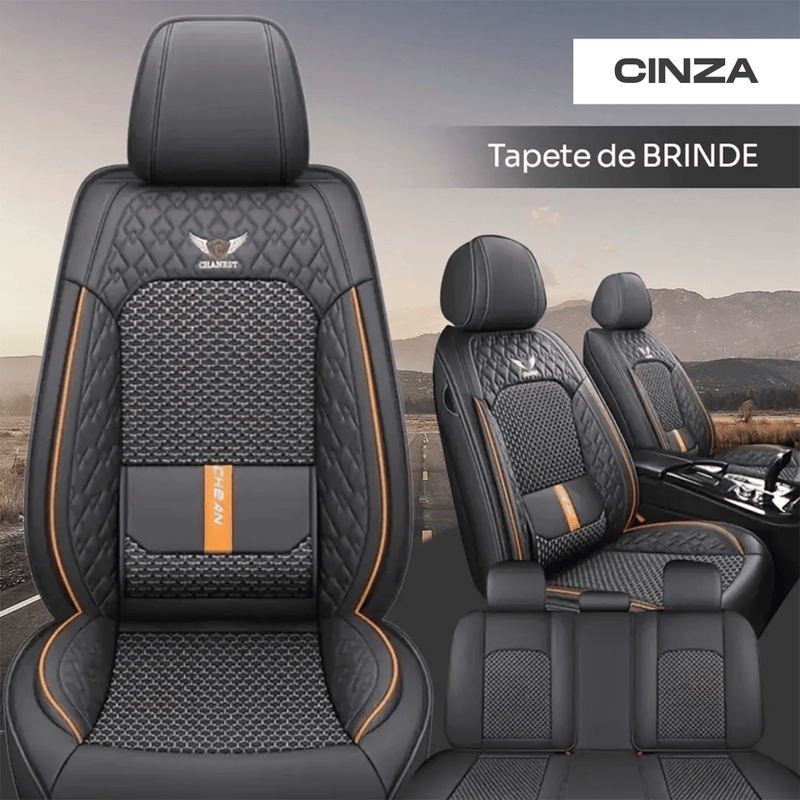 Kit Capa Banco de Carro Completo em Couro Legítimo Italian + BRINDE: Kit Tapete Completo!