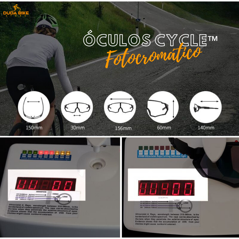 Óculos Fotocromático Cycle + BRINDE LUVA ULTRAGEL