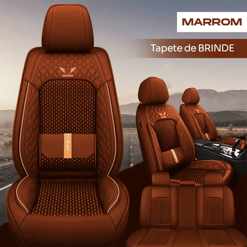 Kit Capa Banco de Carro Completo em Couro Legítimo Italian + BRINDE: Kit Tapete Completo!