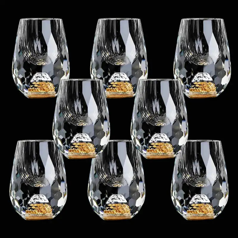 Copo Diamante Luxo com Fundo Duplo e Lascas Douradas para Baijiu, Licor, Cachaça, Tequila e Shots | Haustter