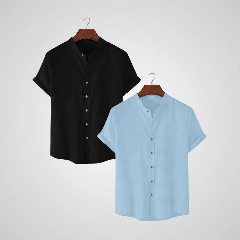 |Kit 2| Camisas Gola Padre em Tecido Premium Anti Amasso.
