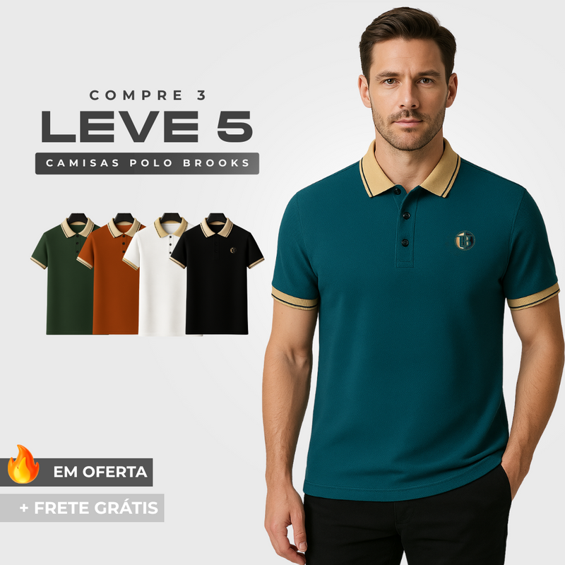 [Compre 3 Leve 5] - Camisa Polo Brooks em Tecido Ice Fresh
